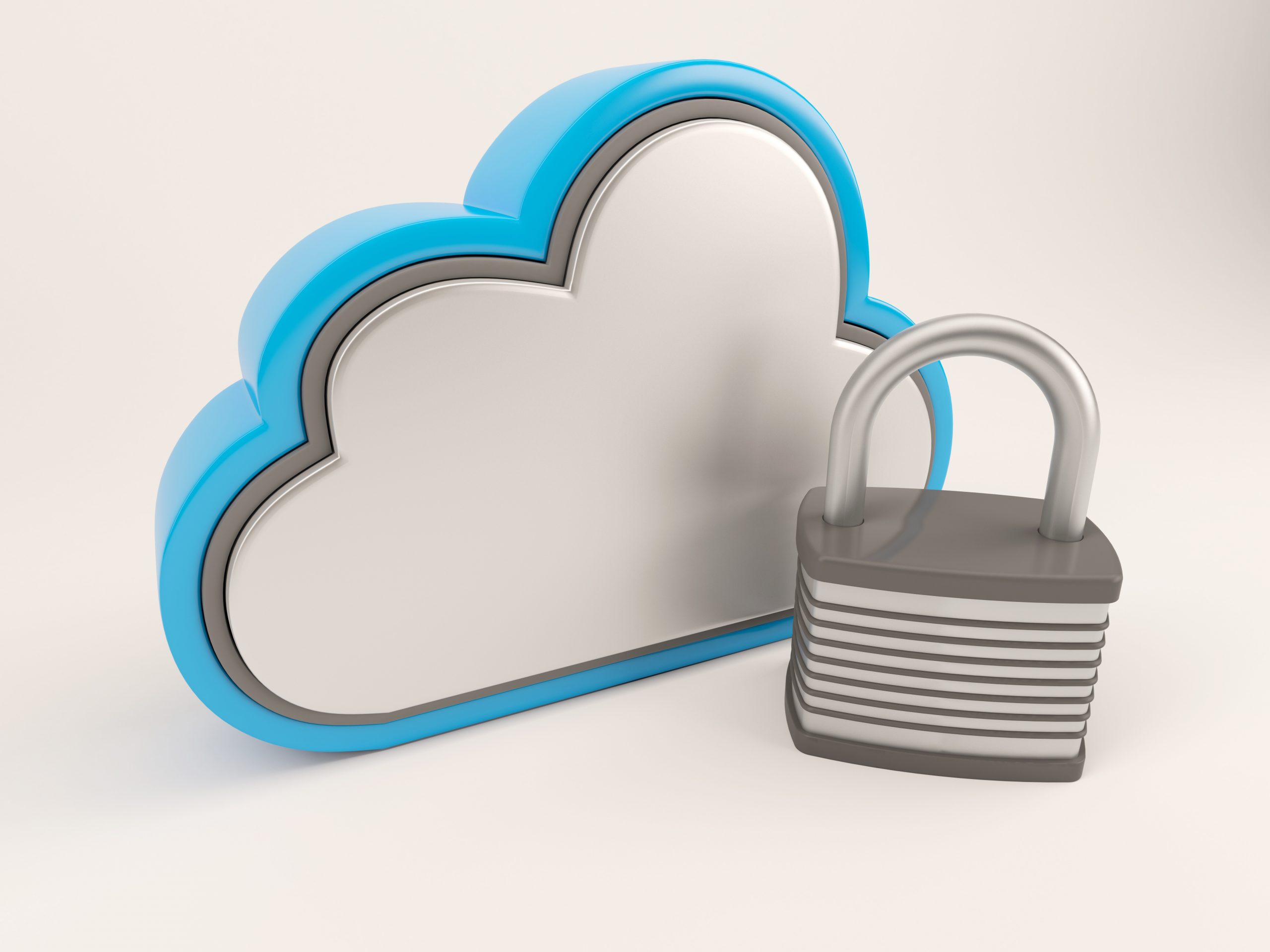 A stylized cloud with a padlock symbol, representing cloud security, data protection, and threats to data safety.