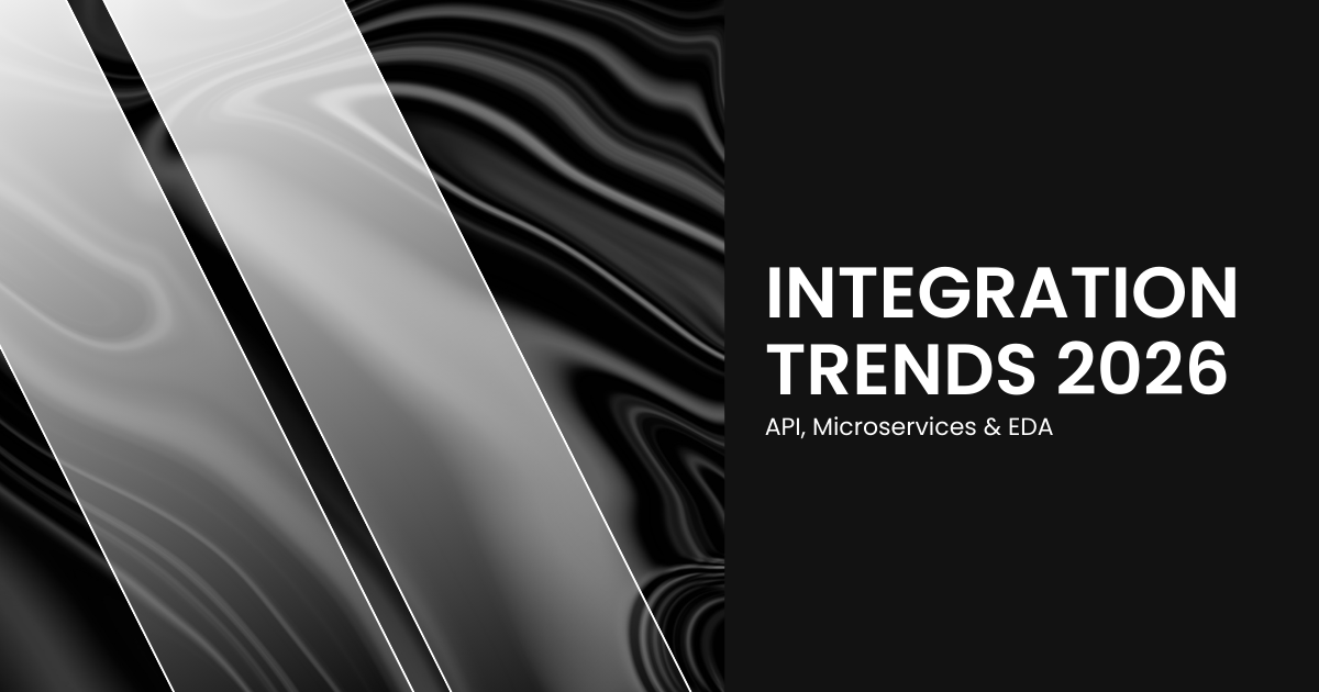 Integration Trends 2026: API, Microservices & EDA on Black Background