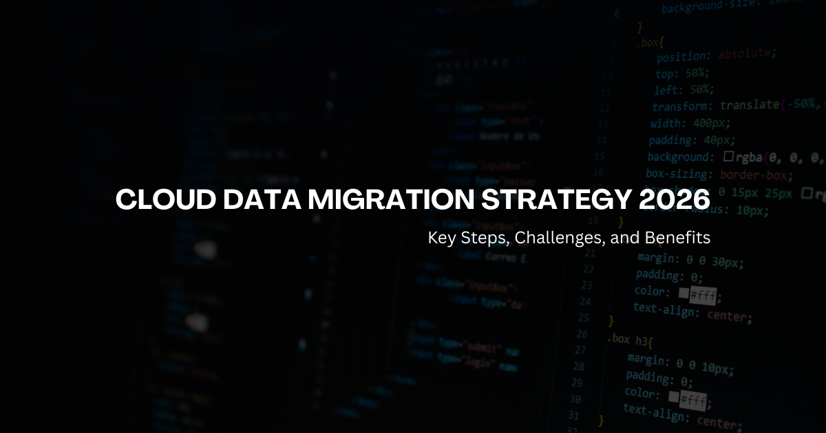 Cloud data migration strategy showing enterprise planning, data transfer, and hybrid cloud architecture in the USA